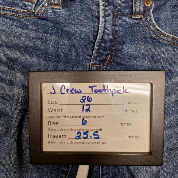 J Crew Toothpick Jeans 8 Inch Denim Blue Pants Skinny Womens Size 26 - Picture 6 of 8